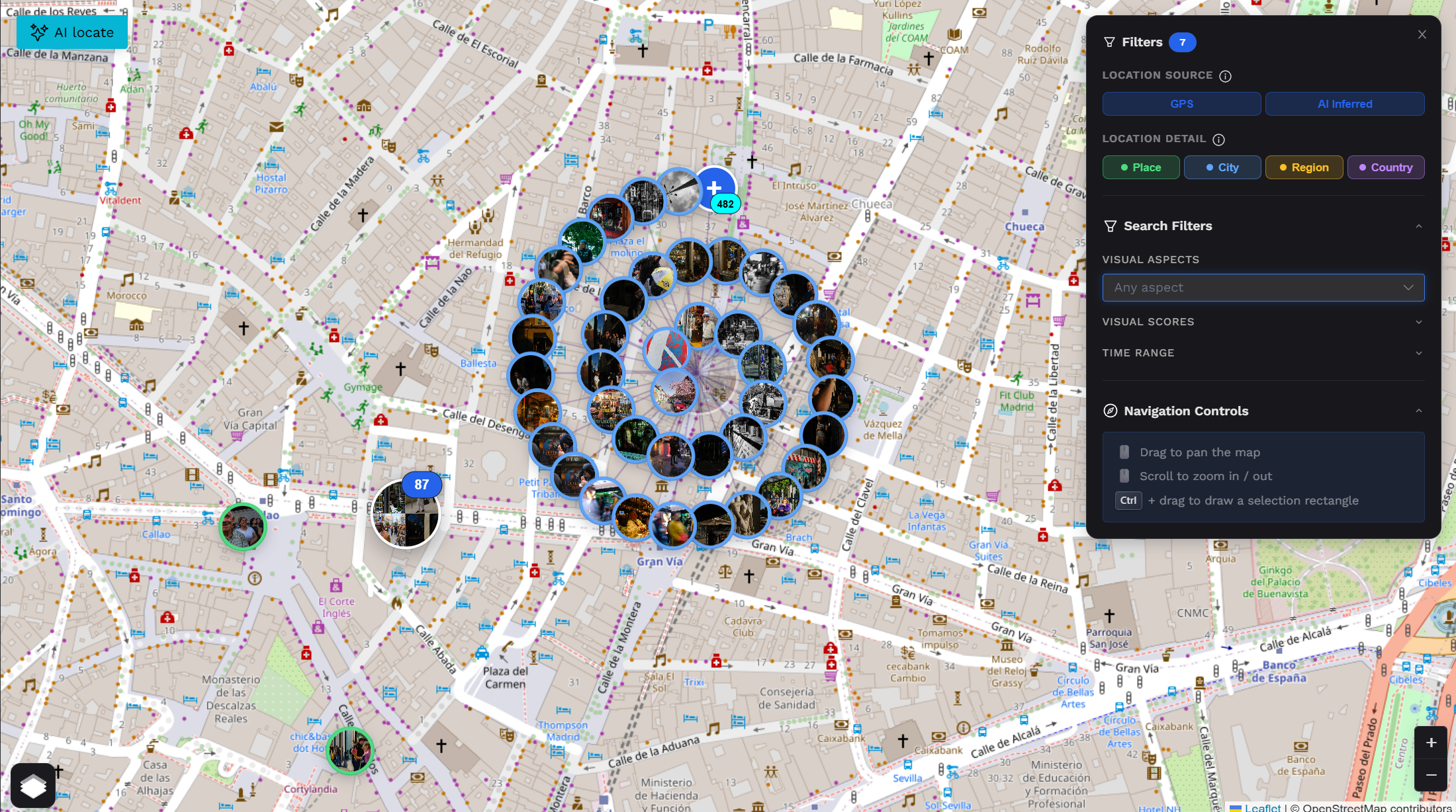 Geo-inference interactive map