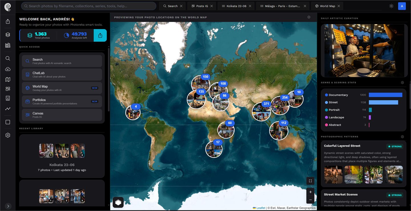 Photoreka AI photo curation and organizer dashboard